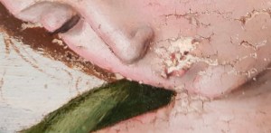 Damaged Madonna and Child, after cleaning and before retouching